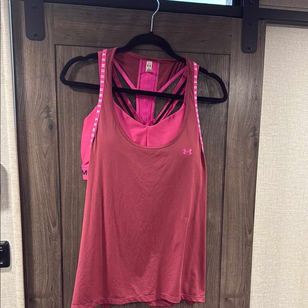 Under Armour Pink Sleeveless Relaxed Tank Top with Matching Bra